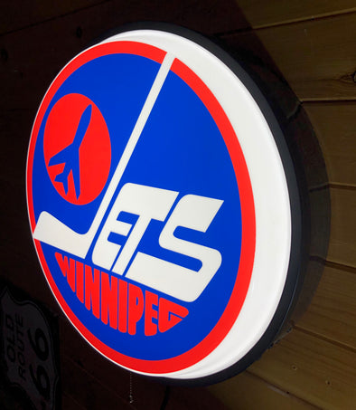 Winnipeg Jets 18" Backlit LED Button Sign Design #W6008