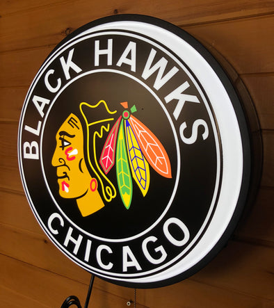 Chicago Blackhawks 18" Backlit LED Button Sign Design#W6019