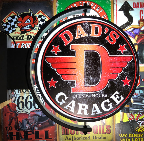 Dads Garage 24" Rotating LED Lighted Sign Design #S5015
