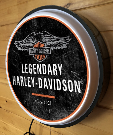Harley Davidson Legendary 18" Backlit LED Button Sign Design #W5019