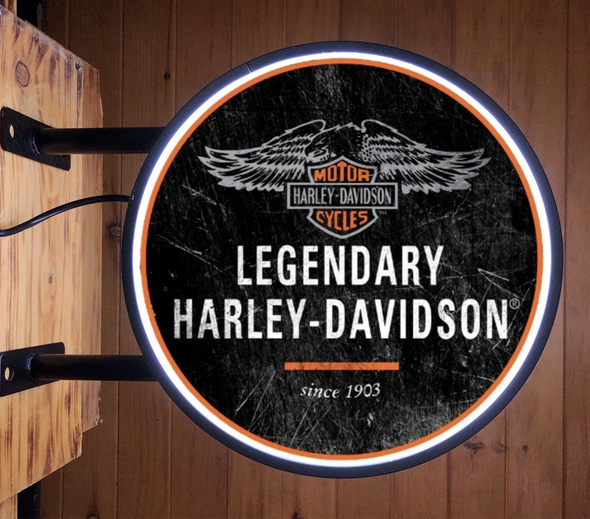 Harley Davidson Legendary 20” LED Fixed Flange Sign Design #F5019
