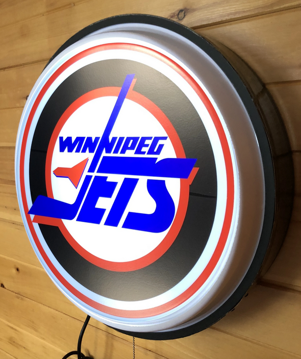 Winnipeg Jets 18" Backlit LED Button Sign Design #W5130