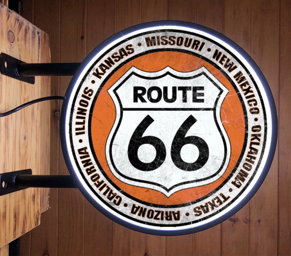 Route 66 20" LED Fixed Flange Sign Design #F5012