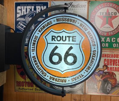 Route 66 24" Rotating LED Lighted Sign Design #S5012