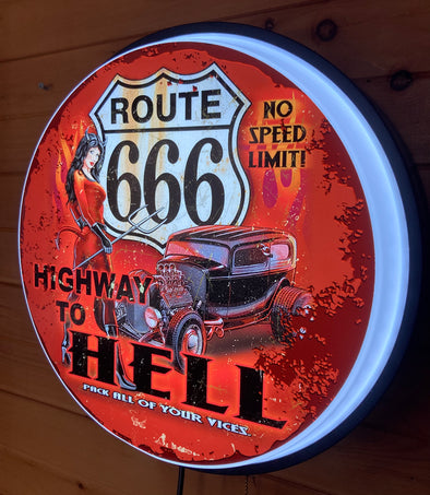 Route 666 18" Backlit LED Button Sign Design #W7016