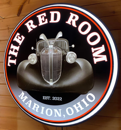 Red Room 30" Backlit LED Button Sign