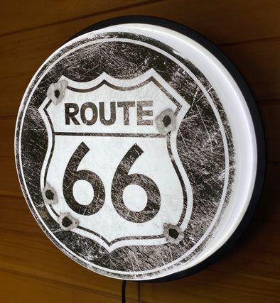 Route 66 18" Backlit LED Button Sign Design #W5007