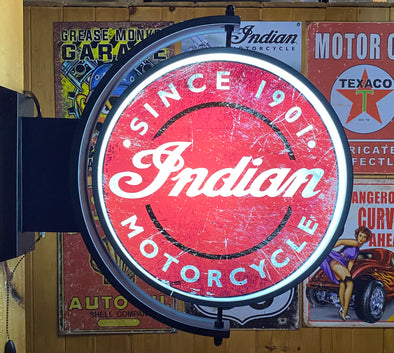 Indian Motorcycle 24” Rotating LED Lighted Sign Design #S5006