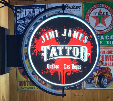 Jimi James Tattoo Custom Designed 24” Rotating LED Sign With Toggle Switch Controls
