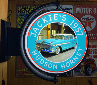 Jackie’s 1957 Hudson Hornet Custom Designed 24” Rotating LED Sign With Toggle Switch Controls