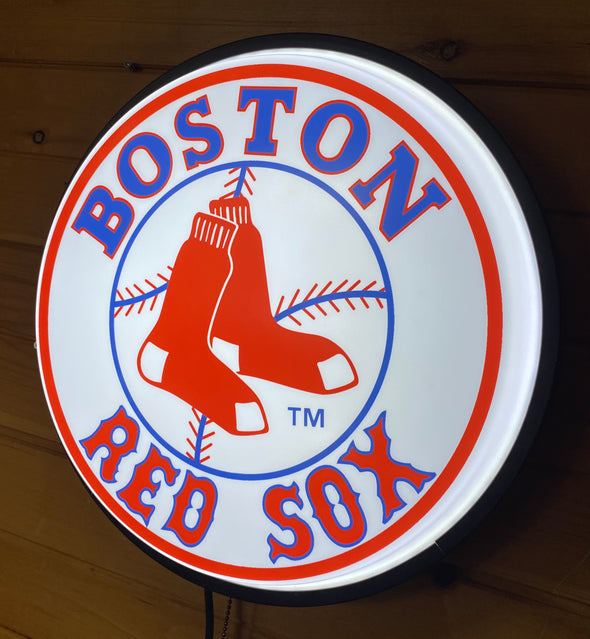 Boston Red Sox 18" Backlit LED Button Sign Design #W7051