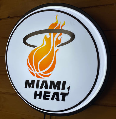 Miami Heat 18" Backlit LED Button Sign Design #W7134
