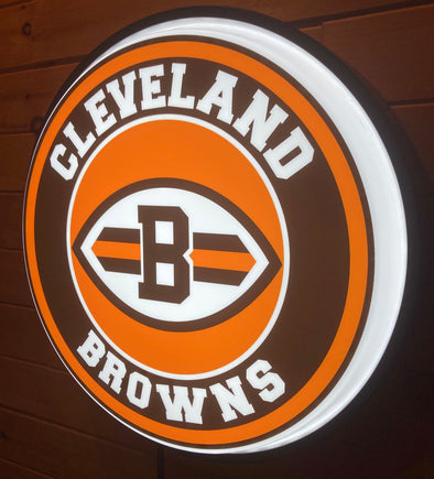 Cleveland Browns 18" Backlit LED Button Sign Design #W7082
