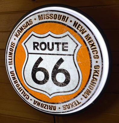 Route 66 18" Backlit LED Button Sign Design #W5012