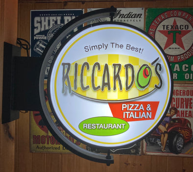 Riccardo Restaurant Custom Designed 24” Rotating LED Sign With Toggle Switch Controls