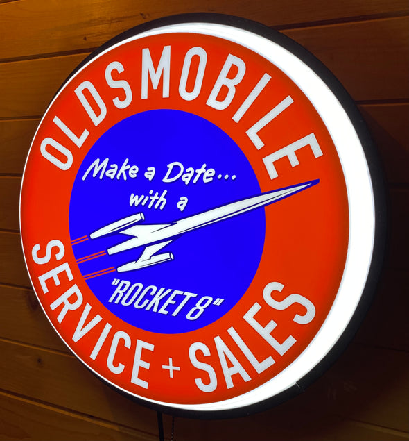 Oldsmobile Rocket 18" Backlit LED Button Sign Design #W7122