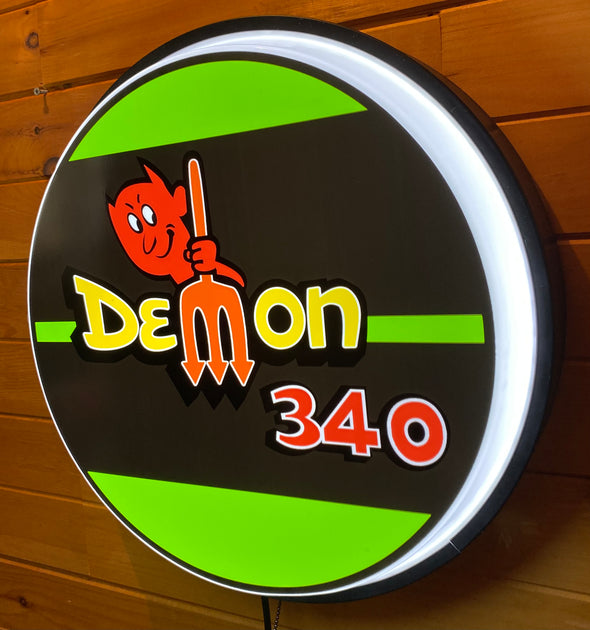 Duster Demon 18" Backlit LED Button Sign Design #W7098