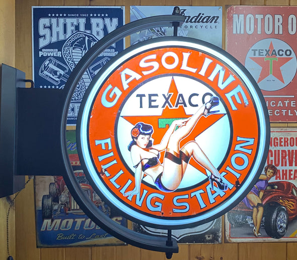 Texaco Pin Up 24" Rotating LED Lighted Sign Design #S5010